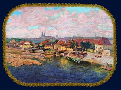Прага. Вид на Подскальский берег от Витони. Й.Минаржик. 1906