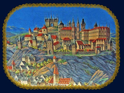 Прага. Вид на Вышеград с Влтавы