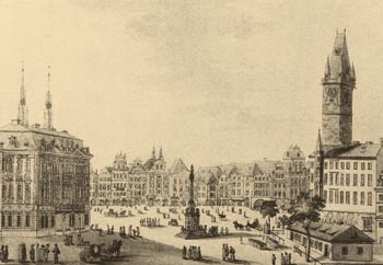 Прага. Староместская площадь с Марианской колонной. 1790