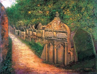 Прага. Старое еврейское кладбище. Надгробие раввина Лева