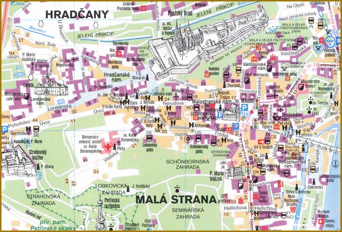 Прага. Карта Мала страна и Градчаны